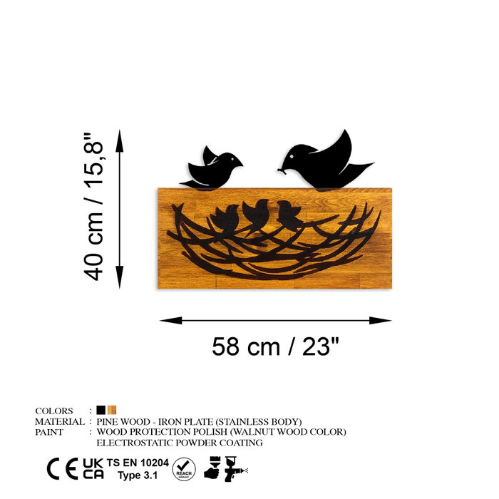 Wallity Accesorio decorativo de pared de madera y metal Nogal y Negro